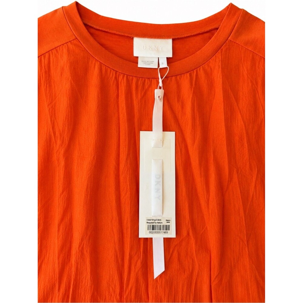 $248 DKNY Pure Mixed Media Top Bright Orange Size Small NWT $248 MSRP - Picture 5 of 9